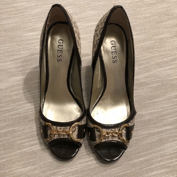 Guess Open Toe Heels. Brown Tan .  Size 6.5 - Picture 1 of 6